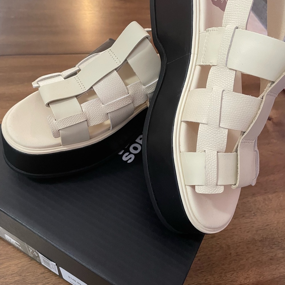 Sorel Women's White Platform Sandals